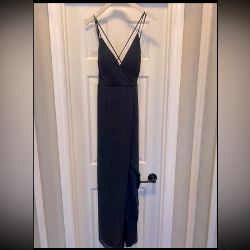 Navy blue, Levkoff, bridesmaid dress.